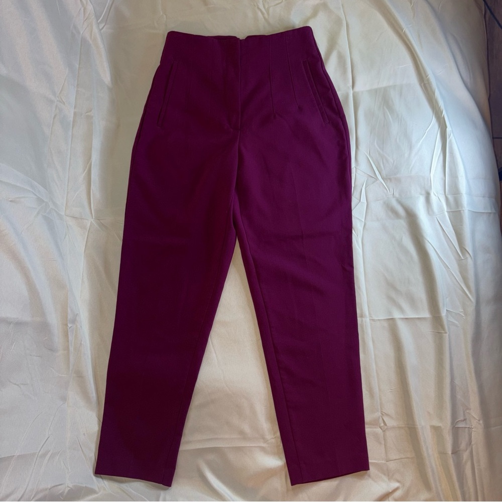 Zara High-Waisted Tailored Trousers-Magenta Color